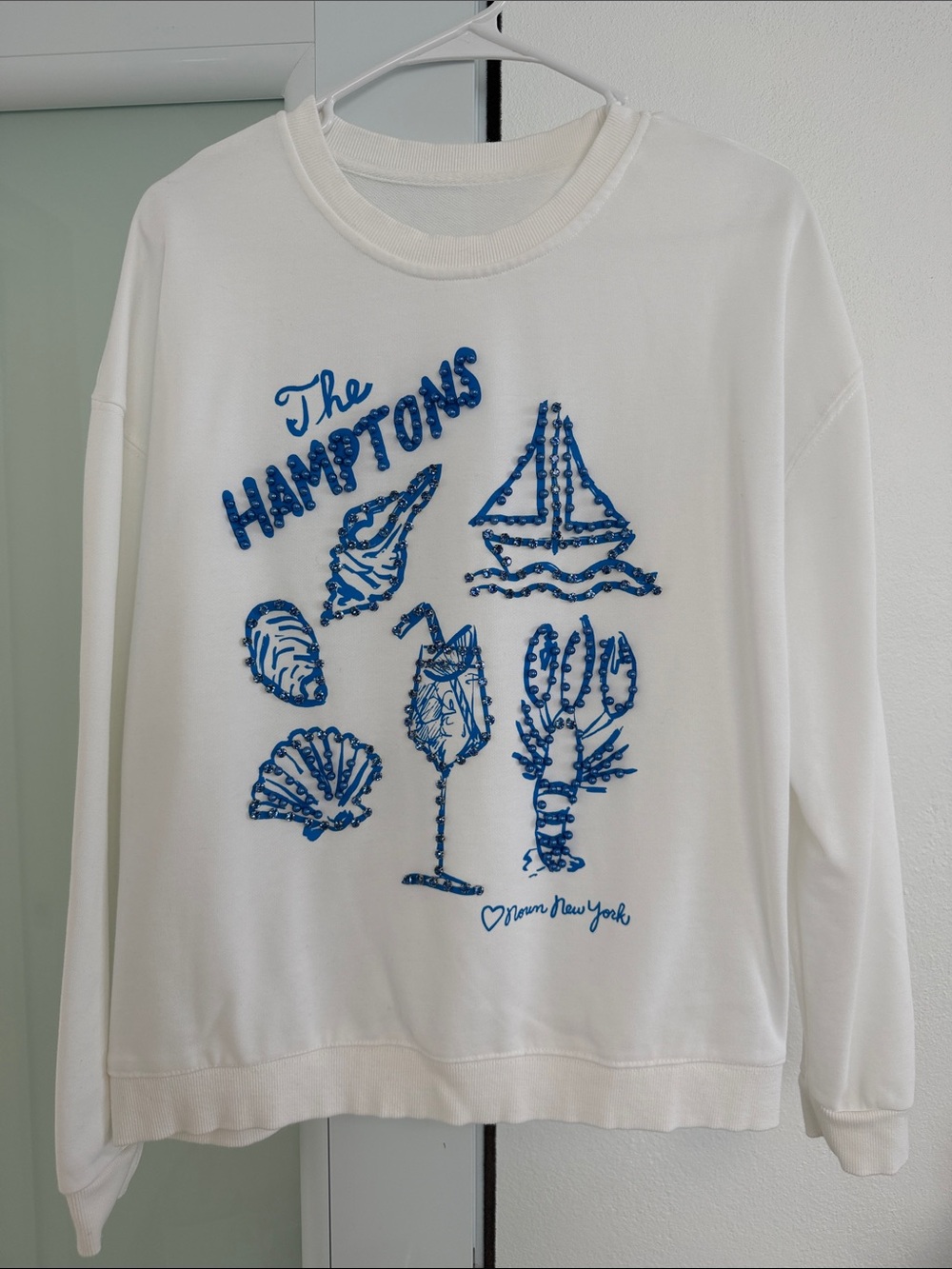 The Hamptons Sequin Graphic Sweatshirt - White
